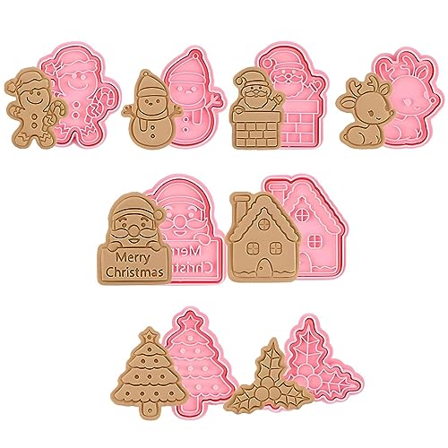 HIMKI Ausstechformen Kinder 3D Cookies Cutter Set, 8-/10-teilig DIY Keksausstecher Plätzchenformen mit mehr Mustern für Weihnachten Halloween Ostern Geburtstag Kinderparty usw (8pcs-Weihnachten-C) von HIMKI