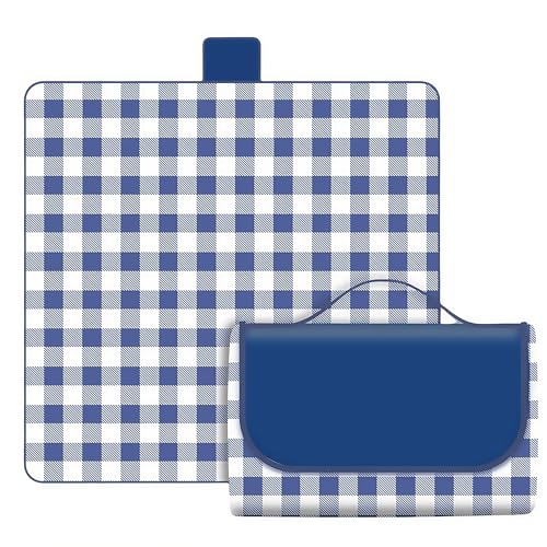 HIMKI Outdoor-Picknickdecke 600D Oxford Stoff Campingdecke wasserdicht Strandmatte Klappbar tragbar Picknick-Matte für Outdoor Strand Wandern Garten Camping Park (Dunkelblau, 150 x 100 cm) von HIMKI