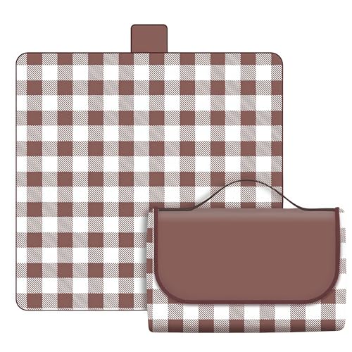 HIMKI Outdoor-Picknickdecke 600D Oxford Stoff Campingdecke wasserdicht Strandmatte Klappbar tragbar Picknick-Matte für Outdoor Strand Wandern Garten Camping Park (Kaffee, 150 x 100 cm) von HIMKI