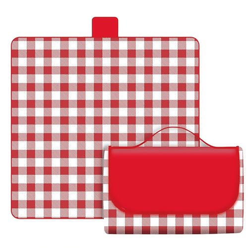 HIMKI Outdoor-Picknickdecke 600D Oxford Stoff Campingdecke wasserdicht Strandmatte Klappbar tragbar Picknick-Matte für Outdoor Strand Wandern Garten Camping Park (Rot, 150 x 100 cm) von HIMKI