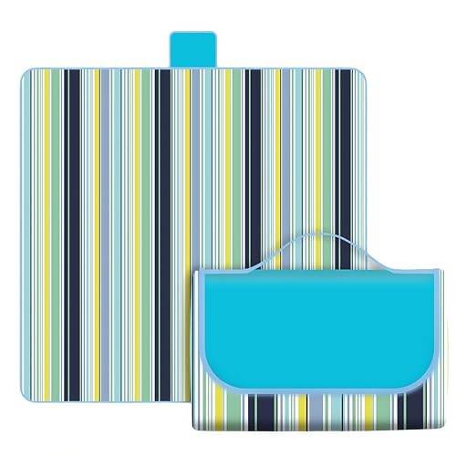 HIMKI Outdoor-Picknickdecke 600D Oxford Stoff Campingdecke wasserdicht Strandmatte Klappbar tragbar Picknick-Matte für Outdoor Strand Wandern Garten Camping Park (Streifen, 150 x 100 cm) von HIMKI