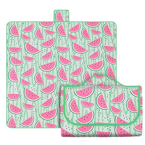 HIMKI Outdoor-Picknickdecke 600D Oxford Stoff Campingdecke wasserdicht Strandmatte Klappbar tragbar Picknick-Matte für Outdoor Strand Wandern Garten Camping Park (Wassermelon, 150 x 100 cm) von HIMKI