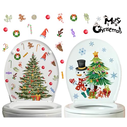 HIMKI Weihnachten Toilettenaufkleber 2 Stück Weihnachtsaufkleber Weihnachtsbaum & Schneemann Toilettendeckel Sticker Selbstklebend Aufkleber als Türaufkleber Fenstersticker Wandtattoo (Weihnachten) HIMKI Weihnachten Toilettenaufkleber 2 Stück Weihnachtsaufkleber Weihnachtsbaum & Schneemann Toilettendeckel Sticker Selbstklebend Aufkleber als Türaufkleber Fenstersticker Wandtattoo (Weihnachten) von HIMKI