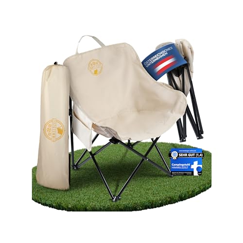 HIMMELSZELT Campingstuhl faltbar bis 120kg kleines Packmaß Ergonomischer Strandstuhl Gartenstuhl Wasserabweisend[Duraflex] leicht kompakt mit Getränkehalter und Taschen für Outdoor Picknick Festival von HIMMELSZELT