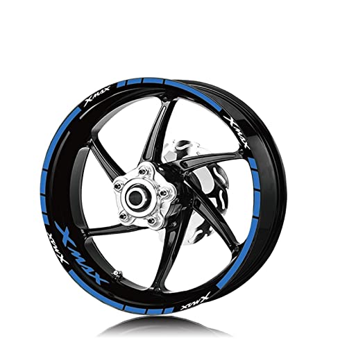Motorrad Felgenaufkleber Reifenlogo Reflexstreifen Aufkleber Felgenaufkleber Für Yamaha XMAX XMAX 125 250 300 Felgenaufkleber (Color : Blu) von HIMNIL
