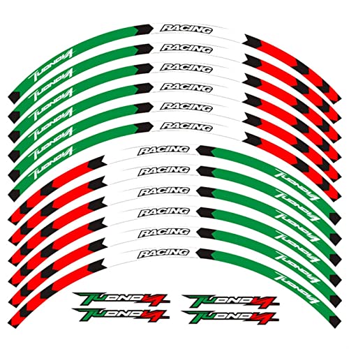 Motorrad-Radaufkleber, Reflektierende Aufkleber, Für Aprilia TUONO V4 1100 RR FACTORY R APRC TUONO V4 RABS Felgenaufkleber (Color : A Green white Red) von HIMNIL