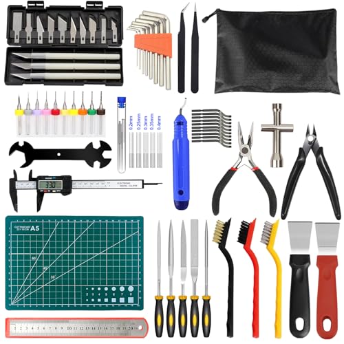 HIMOMO 3D Drucker Zubehör Kit,82 PCS 3D Drucker Werkzeug Kit, mit Pinzetten, Zangen, Schnitzmesser, Reinigungsnadeln, Schraubenschlüsselset für Reinigung Finishing Druck von HIMOMO