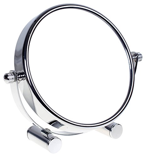 HIMRY Designed Kosmetik Spiegel/Kosmetikspiegel, 360° drehbar. zweiseitig: normal und 5 - Fach Vergrößerung. Standspiegel, Rasierspiegel, Badezimmerspiegel. verchromten, KXD3142-5x von HIMRY