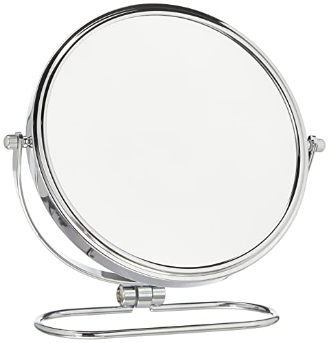 HIMRY Faltbare Doppelseitig Kosmetik Spiegel 8 inch, 5X Vergrößerung, 360° drehbar. Kosmetikspiegel Tischspiegel, 2 Spiegel: normal und 5 - Fach Vergrößerung, verchromten, KXD3125-5x von HIMRY