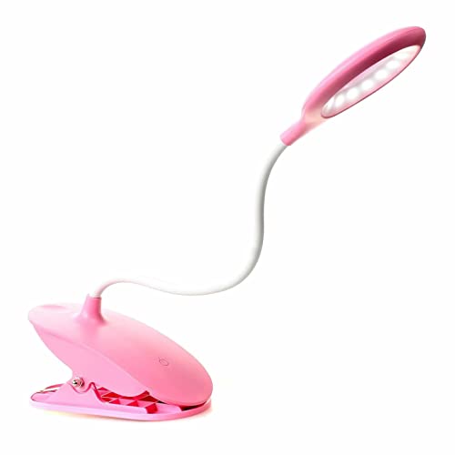 HIMRY® LED Buchlampe Klemmlampe, Dimmbar Touchsensor Helligkeit Stufenlos einstellbar, Klemmleuchte mit Klemmfuß Schwanenhals, USB Kabel, Reiselampe Arbeitsplatzleuchten, Pink, KXD6000N-pink von HIMRY