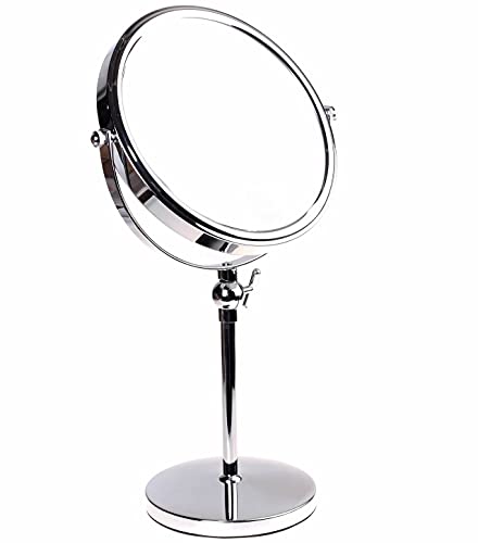 HIMRY Standspiegel Höhenverstellbar Normal+ 7fach 8 inch, Kosmetikspiegel 360° drehbar. Verchromten Schminkspiegel Rasierspiegel verchromten, KXD3101-7x von HIMRY