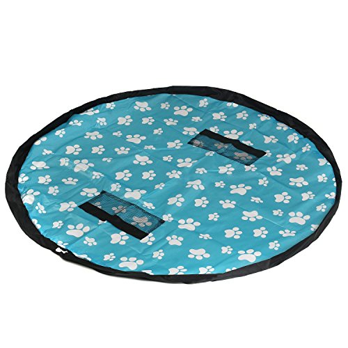 HIMRY XXL Kinder Aufräumsack Spieldecke Spielmatte, 151cm Matte Ideal für Spielen und Schnell Aufräumen von Legos, Dupla usw, Spielzeug Aufbewahrung Beutel, Blau mit Fußabdruck KXD4006 bluefootprint von HIMRY