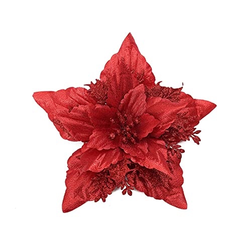 17,8 cm große glitzernde Weihnachtsstern-Blumen-Dekorationen für Baumkranz, Girlande, Urlaub, Hochzeit, Frühling, Festival, künstliche Weihnachtssterne für den Außenbereich von HINAYOSAN