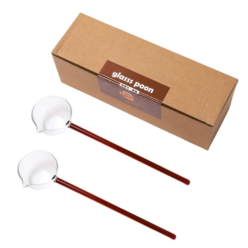 2 Stück klare Glasschöpfkelle, Seifenlöffel zum Servieren von Suppen und Mixen von Getränken auf Partys, Küchenhelfer aus Glas von HINAYOSAN