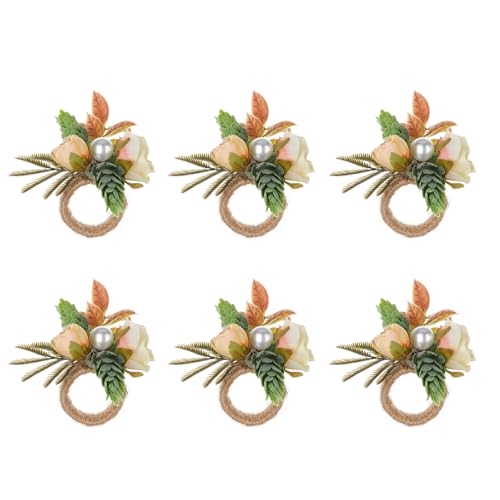 6 einzigartige Blumen-Serviettenhalter Tischringe Blumenmotiv Serviettenhalter für bezaubernde Essatmosphäre Partyringe Zubehör von HINAYOSAN