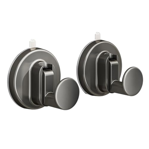 Aluminiumhaken mit starken Saugnäpfen für Dusche, Glas, Fliesen, strapazierfähig, 5 kg Kapazität, 2 Stück, robuste Saugnapfhaken von HINAYOSAN
