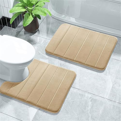 HINAYOSAN Badezimmerteppich-Set – rutschfeste Badematte | weich saugfähiger Badezimmerteppich │ waschbare WC-Vorleger – Korallen-Fleece-Badteppich-Set für Dusche, Zuhause, maschinenwaschbar und von HINAYOSAN