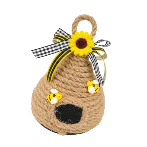 HINAYOSAN Bienenstöcke, Wandornament mit Sonnenblumen, Bauernhäusern, Dekorationen, gewebte Schnur, Frühlings-Akzent für Wohnraum, abgestuftes Tablett, Bauernhäuser, Bienenstöcke, Dekoration HINAYOSAN Bienenstöcke, Wandornament mit Sonnenblumen, Bauernhäusern, Dekorationen, gewebte Schnur, Frühlings-Akzent für Wohnraum, abgestuftes Tablett, Bauernhäuser, Bienenstöcke, Dekoration von HINAYOSAN