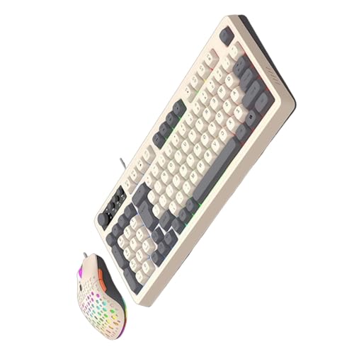 HINAYOSAN Ergonomische Tastatur mit ARGB-Hintergrundbeleuchtung, 98 Tasten, USB-Linie, kompatibel für mehrere Systeme, komfortable Tastenkappe HINAYOSAN Ergonomische Tastatur mit ARGB-Hintergrundbeleuchtung, 98 Tasten, USB-Linie, kompatibel für mehrere Systeme, komfortable Tastenkappe von HINAYOSAN
