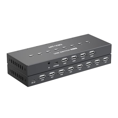 Manuelle USB-Umschaltung mit 8 Anschlüssen, USB-Konverter, Splitter für 8 PCs, USB-Peripheriegeräte, Drucker, Büro, Zuhause, USB-2.0-Hubs von HINAYOSAN