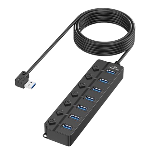 Multiports USB 2.0 Hubs mit 7 Steckplätzen, dedizierten Schaltern, Multiport-Adapter, USB-Splitter für Desktop und Notebook Multiports USB 2.0 Hubs mit 7 Steckplätzen, dedizierten Schaltern, Multiport-Adapter, USB-Splitter für Desktop und Notebook von HINAYOSAN
