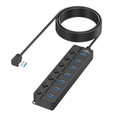Multiports USB 2.0 Hubs mit 7 Steckplätzen, dedizierten Schaltern, Multiport-Adapter, USB-Splitter für Desktop und Notebook Multiports USB 2.0 Hubs mit 7 Steckplätzen, dedizierten Schaltern, Multiport-Adapter, USB-Splitter für Desktop und Notebook von HINAYOSAN