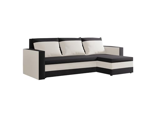 FORNIRO 24 Loft Ecksofa mit Schlaffunktion und Bettkasten - Sofa mit 3 Sitzen und Robustem Überzug - Universal Schlafcouch L-Form - Modern Couch - 225x130x75 cm - Graphit-Beige von HING HARBOR