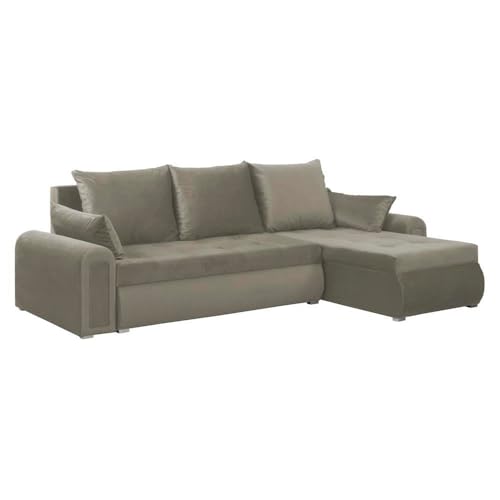 HING HARBOR FORNIRO 24 Forli Ecksofa mit Schlaffunktion und Bettkasten - Sofa mit 3 Sitzen und Robustem Überzug - Schlafcouch L-Form - Modern Couch - 232x143x80 cm (Cremig) von HING HARBOR