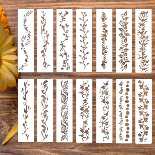 14-teilige Hohlschablone für Blumenmalerei, Tapeten-Wandschablonen für große Muster, Blumenschablonen-Zubehör zum Bemalen von Wänden, exquisite Blumenform Schablonen für Malerei 14-teilige Hohlschablone für Blumenmalerei, Tapeten-Wandschablonen für große Muster, Blumenschablonen-Zubehör zum Bemalen von Wänden, exquisite Blumenform Schablonen für Malerei von HINGTAI