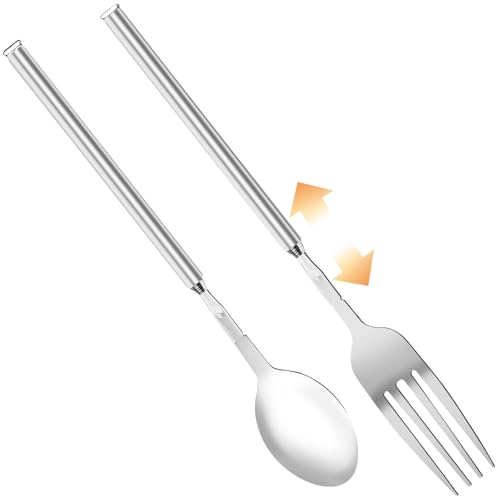 2 Stück exquisite ausziehbare Gabellöffel aus Edelstahl, ausziehbare Gabel, lange Gabel, langes Löffelwerkzeug, ausziehbares Gabelgeschirr, Kochlöffel, geeignet zum,für BBQ Abendessen Obst Dessert 2 Stück exquisite ausziehbare Gabellöffel aus Edelstahl, ausziehbare Gabel, lange Gabel, langes Löffelwerkzeug, ausziehbares Gabelgeschirr, Kochlöffel, geeignet zum,für BBQ Abendessen Obst Dessert von HINGTAI