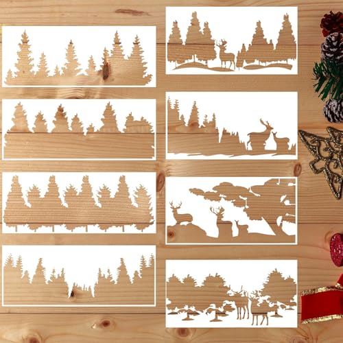 8 Pcs Weihnachts Wand Schablonen, Wiederverwendbare Schablone für Malerei auf Holz, Wände, Stoff, Möbel, Kunst, Handwerk und Baum Zeichnung 8 Pcs Weihnachts Wand Schablonen, Wiederverwendbare Schablone für Malerei auf Holz, Wände, Stoff, Möbel, Kunst, Handwerk und Baum Zeichnung von HINGTAI