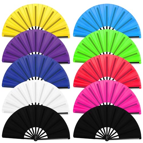 HINGTAI 10 Stück Faltbare Handfächer, große Mengen, knallende, klappernde Fächer für Line Dance, gemischte Farben, klassischer Stil, Stiefel auf dem Boden Hand Fan von HINGTAI