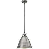 Hk-amelia-p-m-pl Hängeleuchte Amelia 1xE27 100W Gussglas, Metallguss antik Nickel poliert H:42.6-110.6cm Ø32.4cm dimmbar höhenverstellbar - Hinkley von HINKLEY