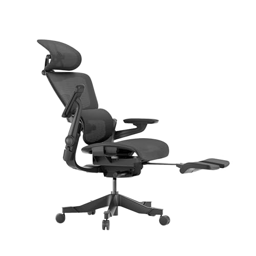 HINOMI H1 Pro V2 Hochlehner-Ergonomischer Bürostuhl mit integrierter Beinauflage, faltbares Design, klappbare Armlehnen (Schwarz, Standardhöhe) von HINOMI
