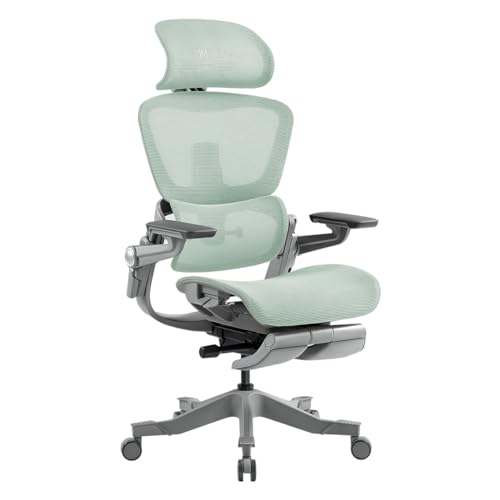 HINOMI H1 Pro V2 Hochlehner-Ergonomischer Bürostuhl mit integrierter Beinauflage, faltbares Design, klappbare Armlehnen (Grün, Standardhöhe) von HINOMI