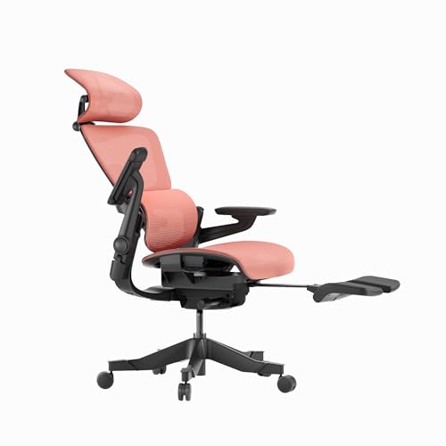 HINOMI H1 Pro V2 Hochlehner-Ergonomischer Bürostuhl mit integrierter Beinauflage, faltbares Design, klappbare Armlehnen (Koralle, Extra-Höhe) von HINOMI