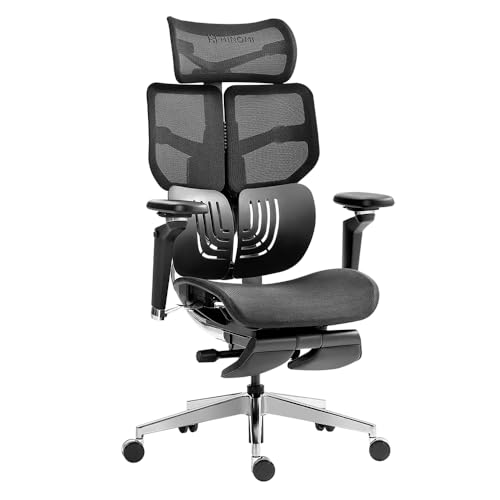 HINOMI X1 Ergonomischer Bürostuhl mit 3D-Kopfstütze mit Fußstütze, Bürostuhl Ergonomisch, Verstellbarer Schreibtischstuhl für Home Office, Ergonomischer Stuhl für Büro(Schwarz,Mittelhöhe) von HINOMI