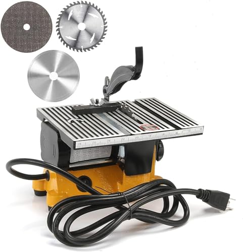4" Mini-Tischsäge, Tragbare Mini-Hobby-Tischsäge 4500Rpm Tischkreissäge kleine Schneidemaschine mit 2 Sägeblättern für DIY handgefertigte Holzmodell-Handwerk von HINOPY
