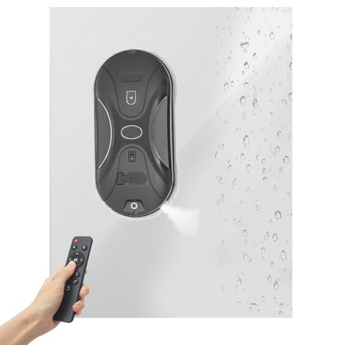 Fensterputzroboter Fensterputzer Elektrisch, 72W Fensterroboter mit Doppelter Düse, 3000Pa Automatischer Fenster Roboter mit 10 Reinigungstücher für Innen- & Außenfenster, 30,5×15,5×8,5 cm (Schwarz) von HINOPY