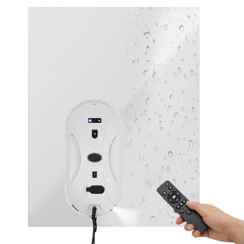 Fensterputzroboter Fensterputzer Elektrisch, 72W Fensterroboter mit Doppelter Düse, 3000Pa Automatischer Fenster Roboter mit 10 Reinigungstücher für Innen- & Außenfenster, 30,5×15,5×8,5 cm (Weiß) von HINOPY