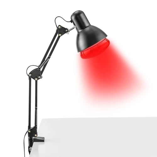 HINOPY Infrarotlampe Rotlichtlampe Wärmelampe Infrarotlichtlampe 220V 150W Infrarotlicht Heimgebrauch Klappbar auf Einem Tisch zu Befestigen für Schmerzlinderung und Muskelentspannung von HINOPY