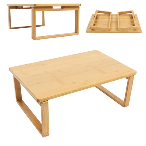 Klappbarer Schreibtisch, 80×50×31cm Couchtisch Klappbar, Tisch-Bein-Schnallendesign, Keine Montage Erforderlich, Kaffeetisch aus Holz, Klappschreibtisch für Wohnzimmer, Schlafzimmer, Büro (Log) von HINOPY