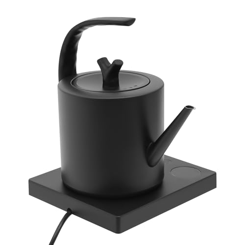 Wasserkocher Edelstahl 1L - 1000W Wasser Kocher, Electric Kettle für die Familie|Automatische Wasserversorgung|Automatischer Abschaltung|Trockengehschutz|40–100 °C Temperatureinstellung (Schwarz) von HINOPY