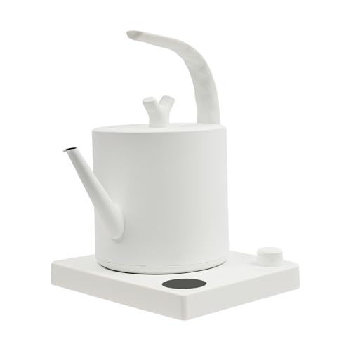 Wasserkocher Edelstahl 1L - 1000W Wasser Kocher, Electric Kettle für die Familie|Automatische Wasserversorgung|Automatischer Abschaltung|Trockengehschutz|40–100 °C Temperatureinstellung (Weiß) von HINOPY
