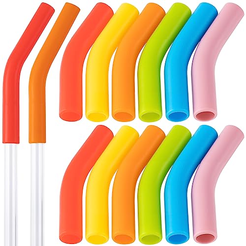 HINZIC 12 Stück wiederverwendbare Silikon-Strohhalmspitzen, 1/3 breit (8 mm), mehrfarbig, Gummi, lebensmittelecht, flexible Spitzen, Ersatzspitze für Edelstahl-Metall-Trinkhalme, 6 Farben von HINZIC