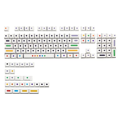 128 Tasten Punkt-Tastenkappen, Profil-PBT-Tastenkappen-Set für mechanische MX-Tastaturen, Farbstoff-Sublimation-Tastenkappen-Set 128 Tasten Punkt-Tastenkappen, Profil-PBT-Tastenkappen-Set für mechanische MX-Tastaturen, Farbstoff-Sublimation-Tastenkappen-Set von HIOPOIUYT