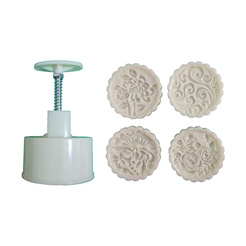 200g Form Autumn Festival Handdruck Rosenmuster Moon Kuchenform Dekoration Press Formen von HIOPOIUYT
