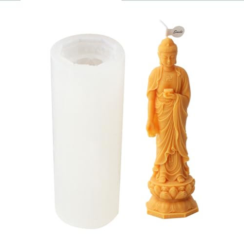 3D-Buddha-Kerzenform, religiöse Kerzen, Silikonform, antihaftbeschichtet, einfach zu formen, für die Herstellung von Kerzen, Gips, Heimdekorationen von HIOPOIUYT