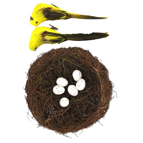 HIOPOIUYT Dekoratives Osternest mit handgefertigtem Rattan-Design und künstlichen Eiern, Vogel für saisonale Displays, Party, Foto, Inszenierung, Heimdekoration, Vogelnest HIOPOIUYT Dekoratives Osternest mit handgefertigtem Rattan-Design und künstlichen Eiern, Vogel für saisonale Displays, Party, Foto, Inszenierung, Heimdekoration, Vogelnest von HIOPOIUYT