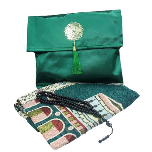 HIOPOIUYT Gebetsteppich Mit Perlen Und Ladenbeutel Die Perfekt Für Die Heimmoschee Oder Rosen Und Haltbarkeit Gebetsmatte Ausgestattet Sind von HIOPOIUYT